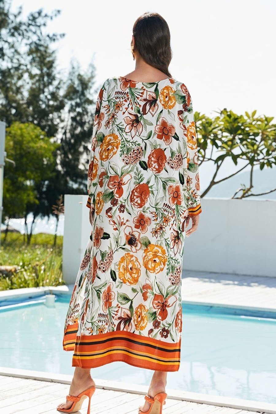 Vera Floral Printed Maxi Kaftan-Sunfere