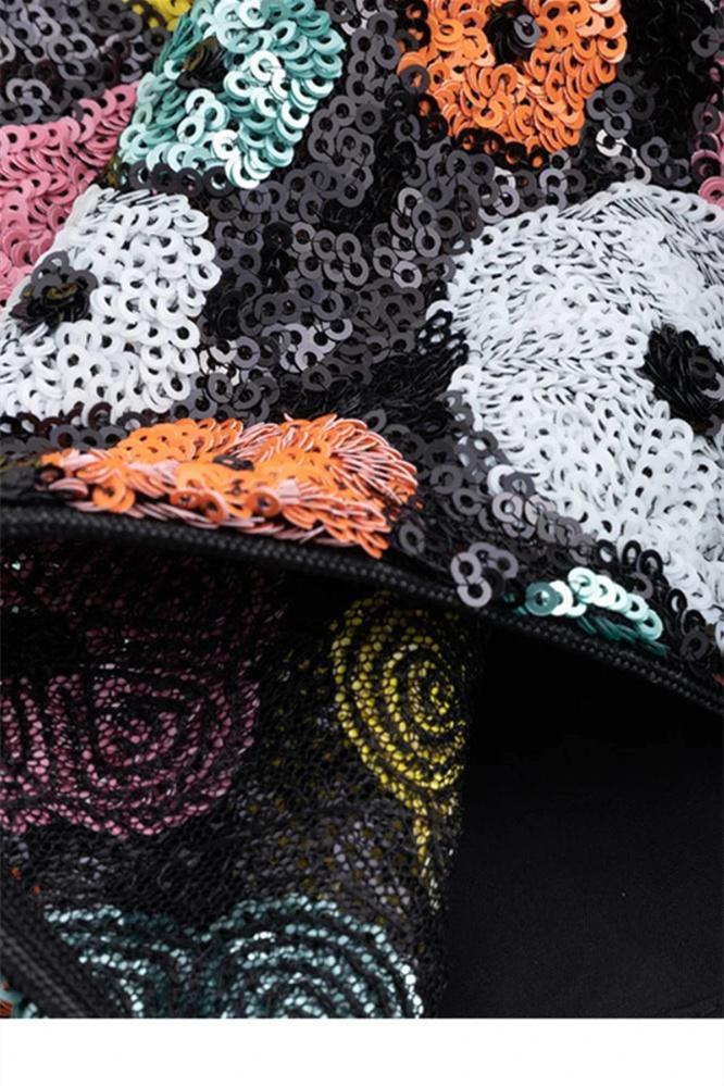 Vera Floral Sequins Mini Skirt-Sunfere