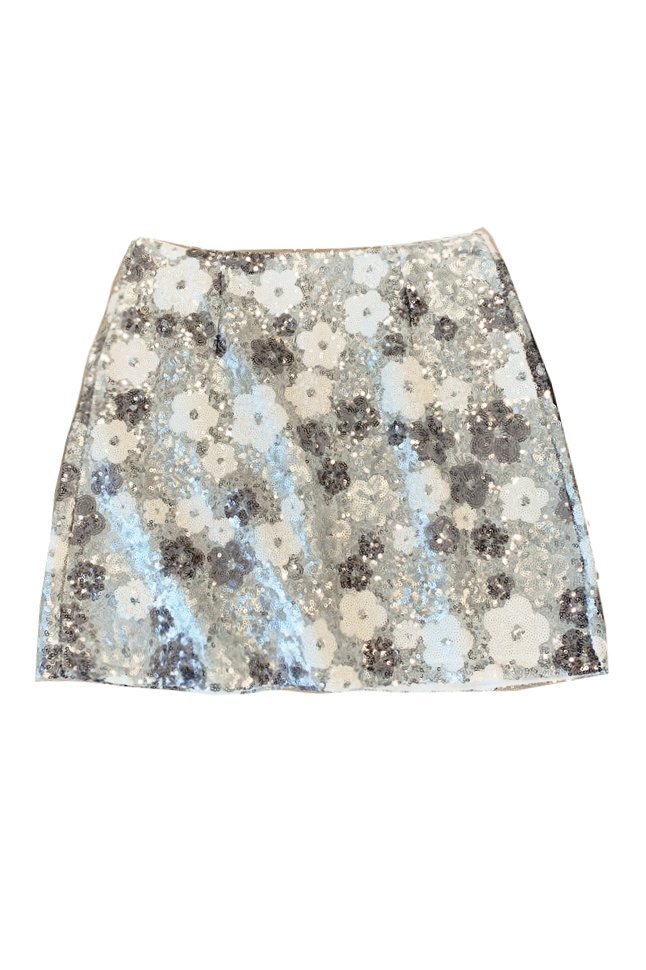 Vera Floral Sequins Mini Skirt-Sunfere