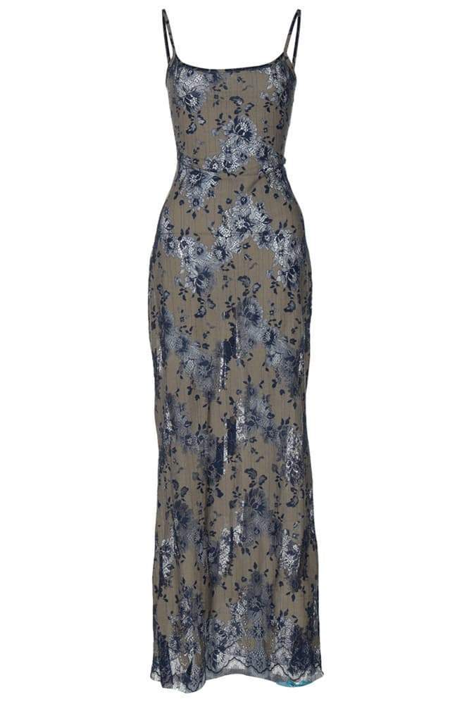 Verna Embroidered Lace-up Maxi Dress-Sunfere