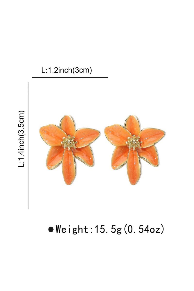 accessories-Vintage Enamel Flower Earrings-SA00605302841-Orange - Sunfere