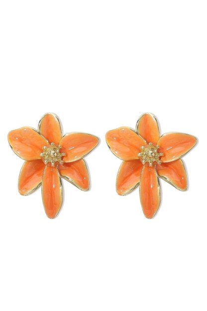 accessories-Vintage Enamel Flower Earrings-SA00605302841-Orange - Sunfere