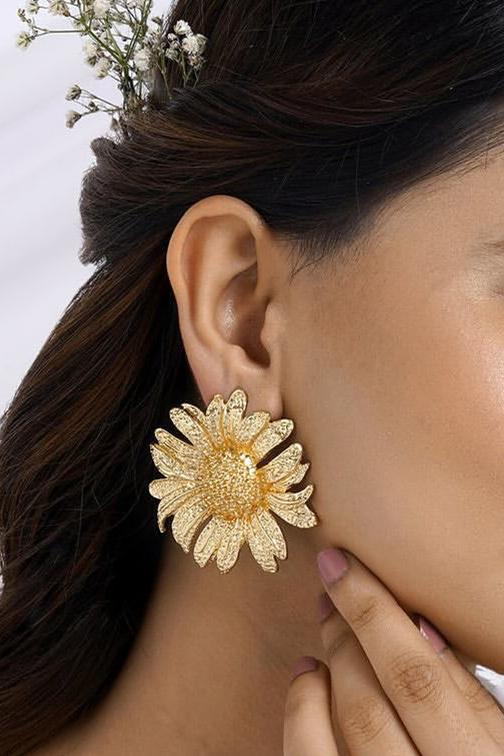 accessories-Vintage Sunflower Drop Earrings-SA00605202818-Gold - Sunfere