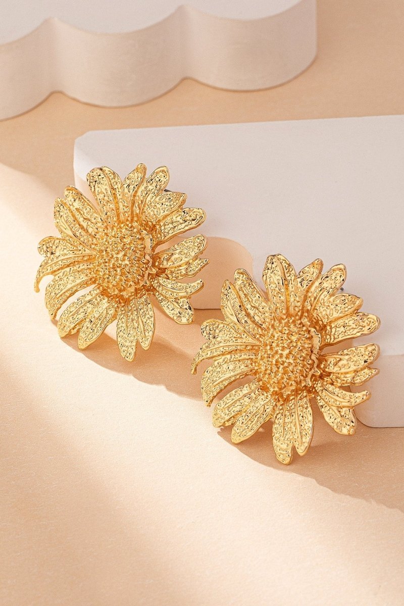 accessories-Vintage Sunflower Drop Earrings-SA00605202818-Gold - Sunfere
