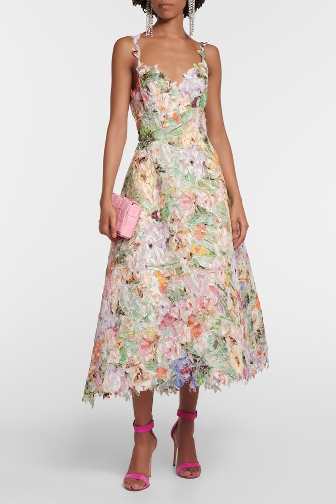 dresses-Violet Floral Embroidered Lace Midi Dress-SD00601122119-Multi-S - Sunfere
