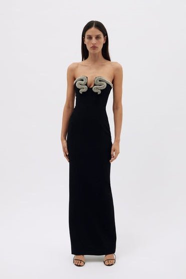 Virginia Crystal Embellished Strapless Polyester Maxi Dress-Sunfere
