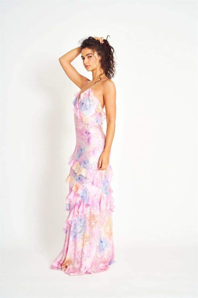 dresses-Virginia Floral Ruffle Maxi Slip Dress-SD00605162810-Pink-S - Sunfere
