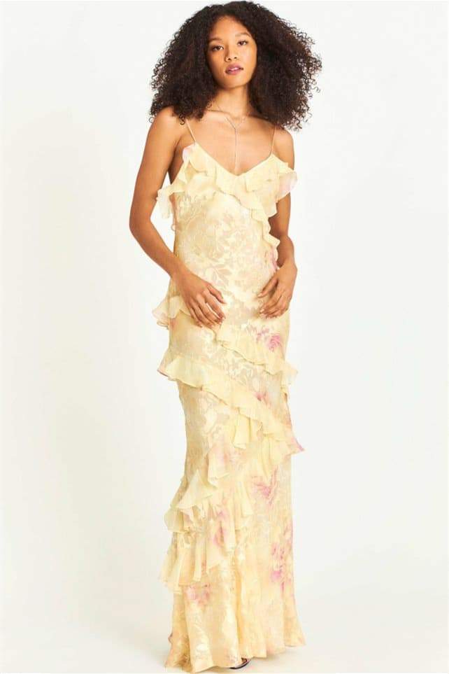 Virginia Floral Ruffle Maxi Slip Dress-Sunfere
