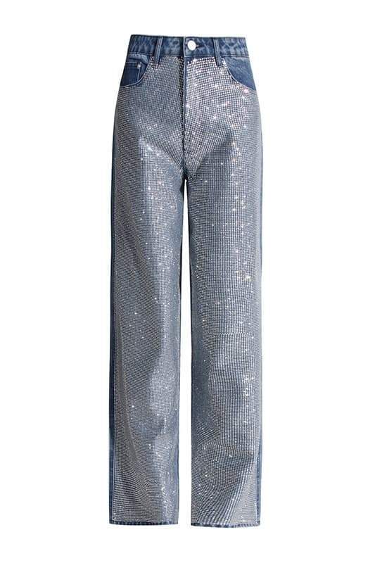 bottoms-Zoe Crystal-embellished Straight-Leg Jeans-SB00603082414-Blue-S - Sunfere