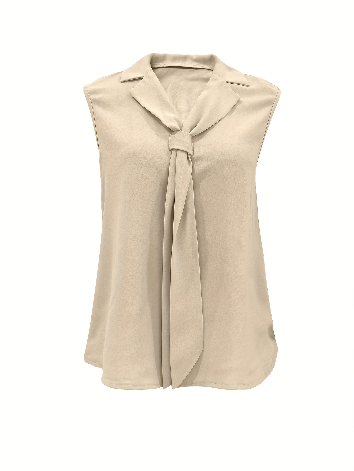 solid tie decor v neck blouse elegant sleeveless blouse for spring summer womens clothing details 4
