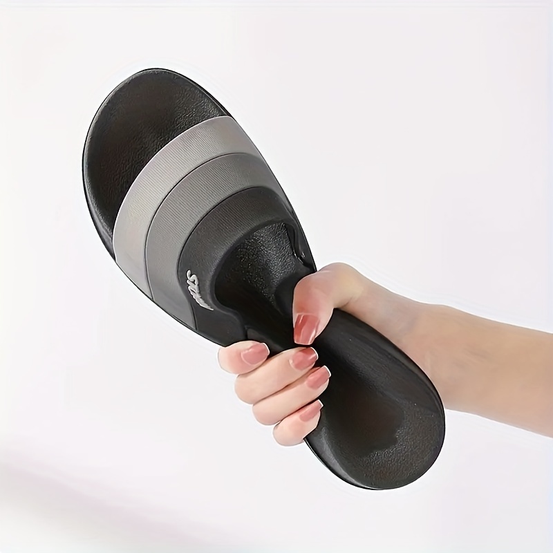 mens color block upper slides casual non slip slippers open toe shoes for indoor outdoor beach shower spring and summer details 3