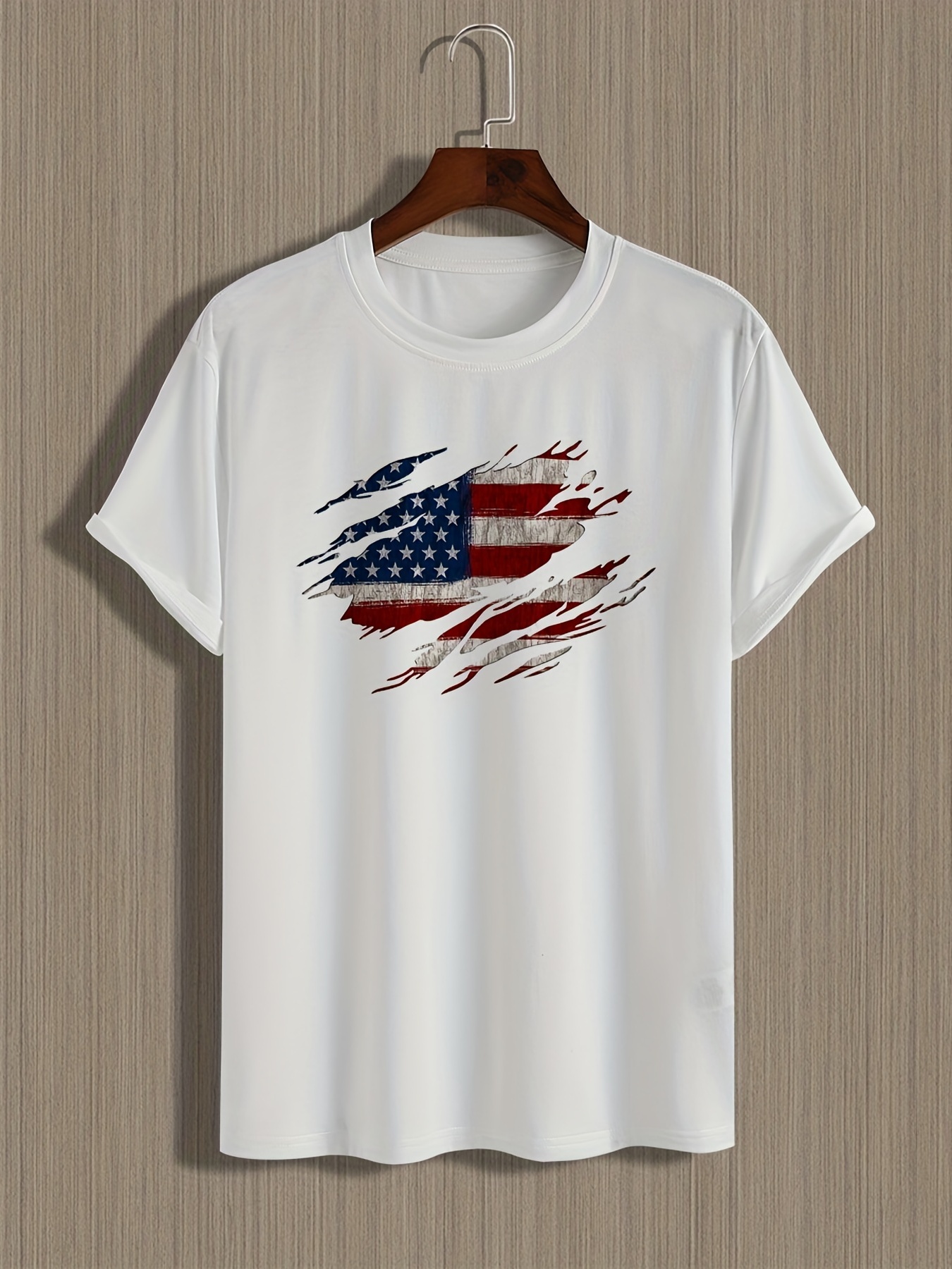 trendy american flag pattern print mens comfy chic t shirt graphic tee mens summer outdoor clothes mens clothing tops for men gift for men details 10