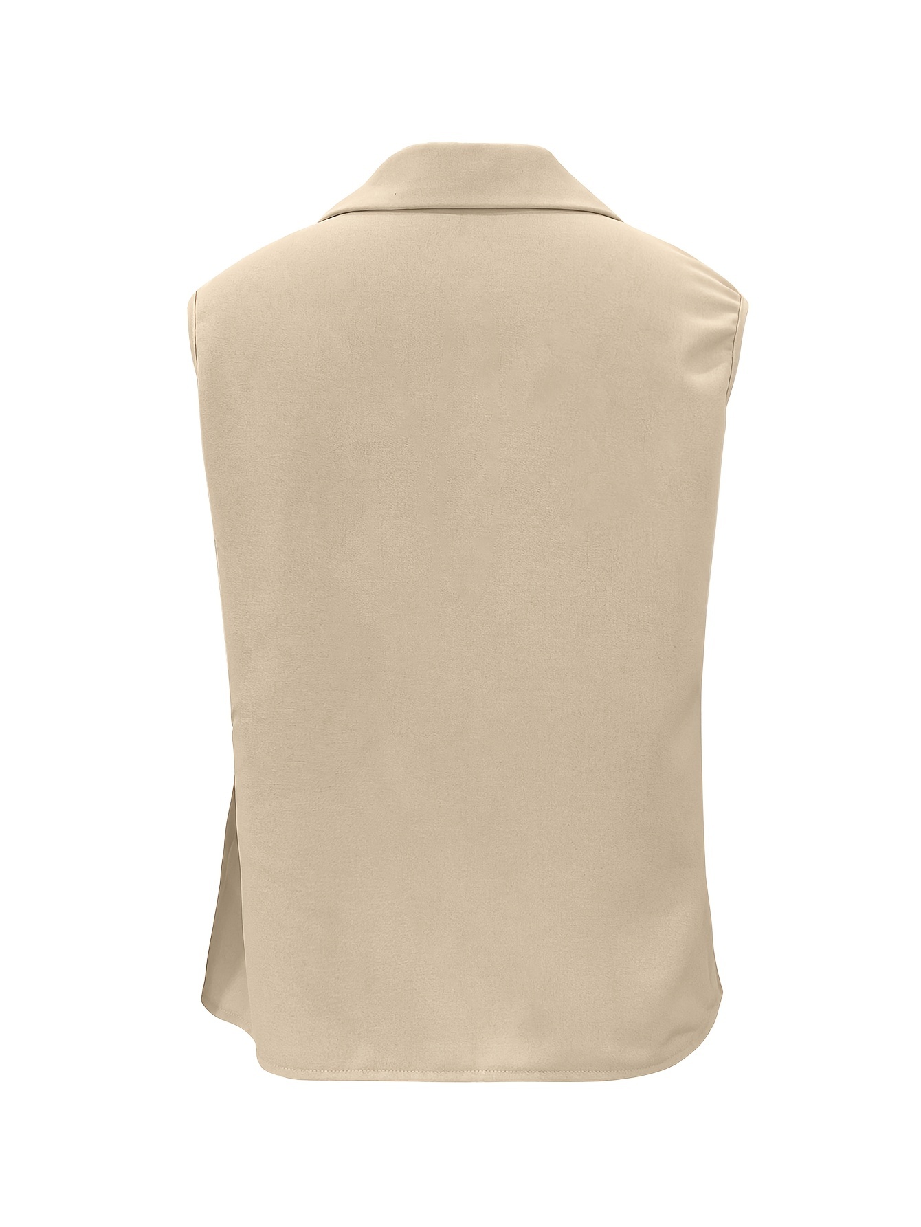solid tie decor v neck blouse elegant sleeveless blouse for spring summer womens clothing details 0