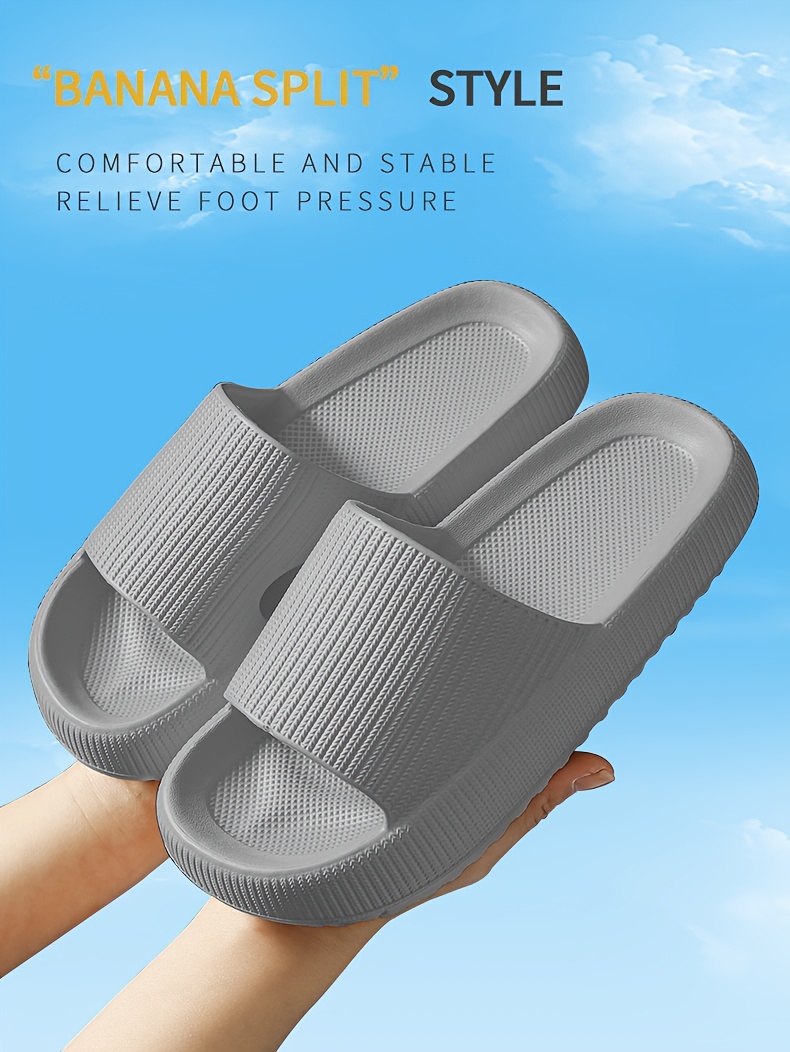 mens solid eva slides non slip quick drying open toe slippers for indoor walking mens bathroom shoes details 0