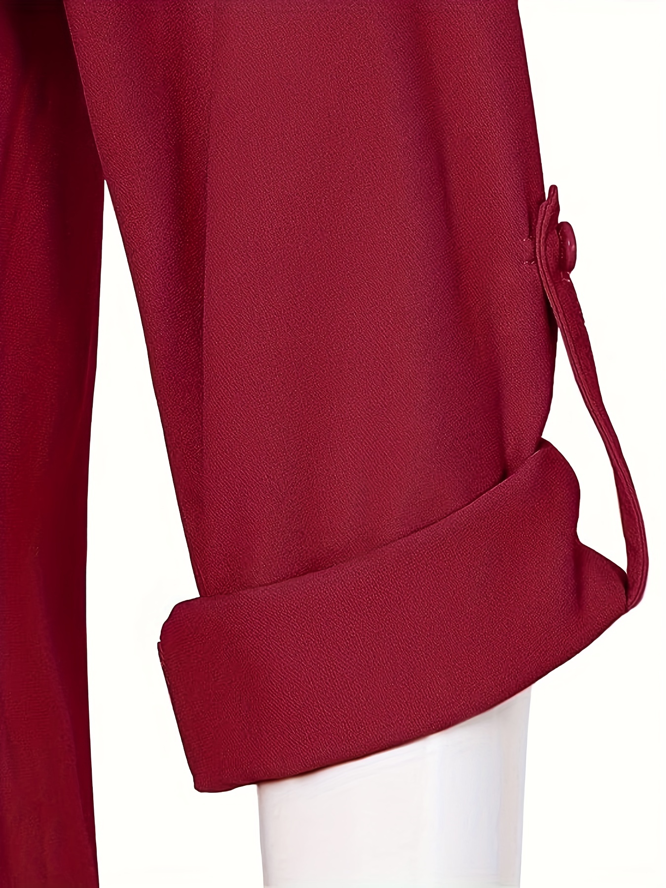 solid notch neck blouse casual three quarter sleeve blouse womens clothing details 9