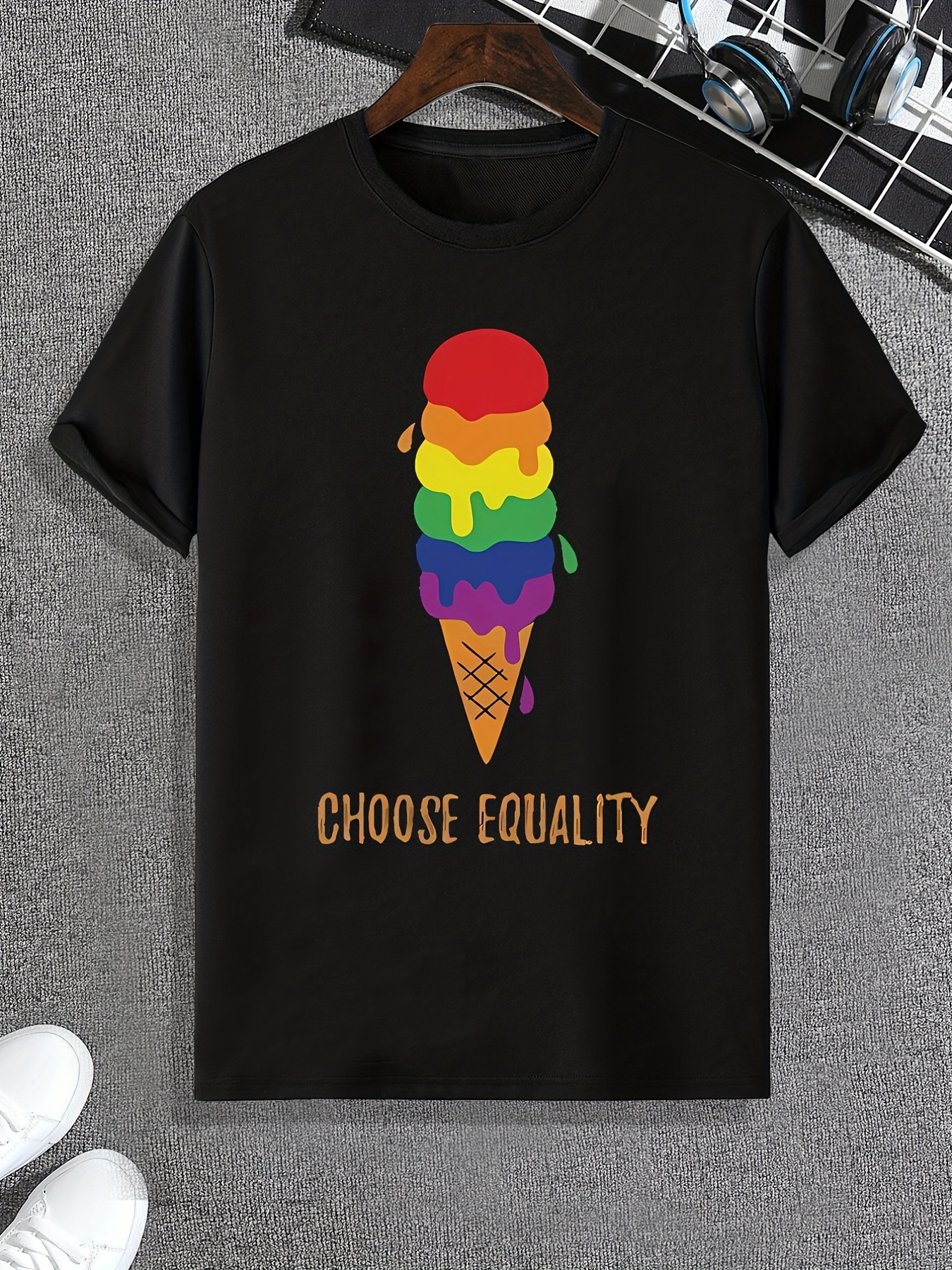 pride month letter pretty woman print mens graphic t shirt casual comfy tees for summer mens clothing details 5