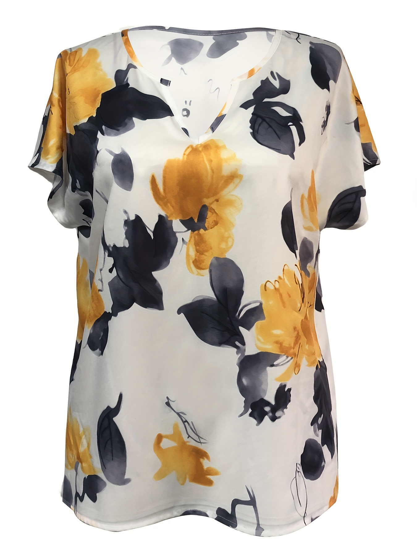 plaid notched neck blouse casual short sleeve blouse for spring summer womens clothing details 16