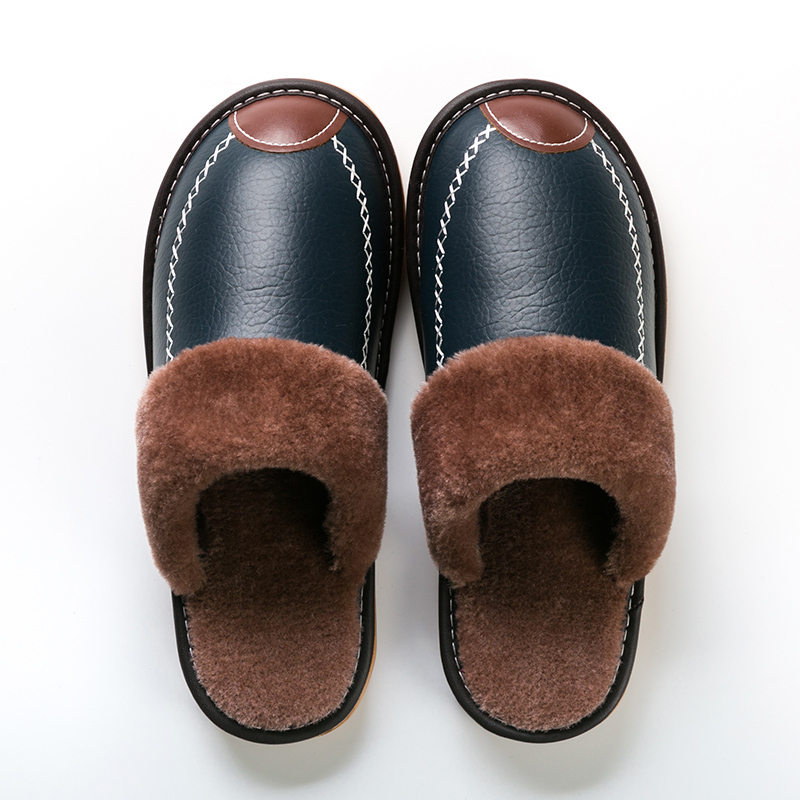 mens warm fleece cozy slides comfortable fuzzy soft slippers plush comfy non slip home shoes winter details 2