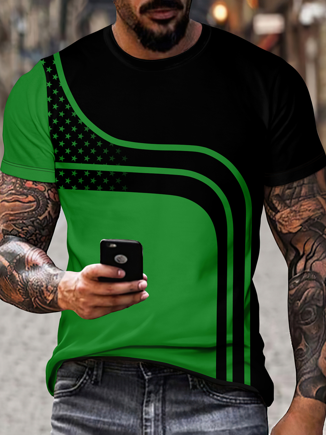 curve pattern mens graphic design crew neck novel t shirt casual comfy tees tshirts for summer mens clothing tops for daily vacation resorts details 10