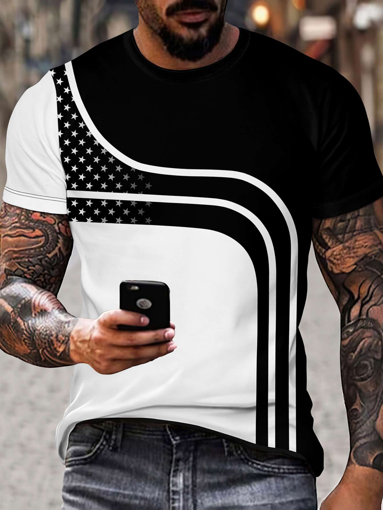 curve pattern mens graphic design crew neck novel t shirt casual comfy tees tshirts for summer mens clothing tops for daily vacation resorts details 5
