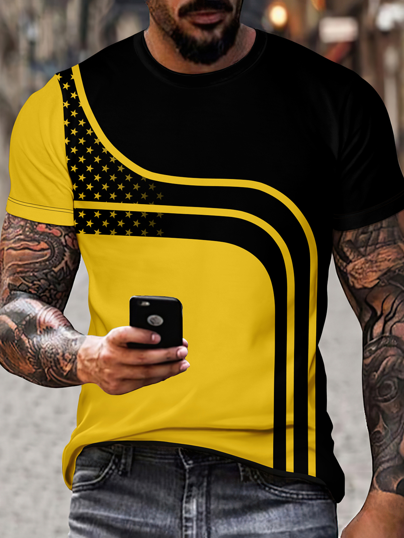 curve pattern mens graphic design crew neck novel t shirt casual comfy tees tshirts for summer mens clothing tops for daily vacation resorts details 0