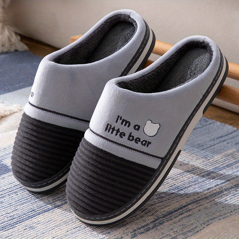 2023 mens fashion plush bear graphic slippers funny animal home slipper house shoes for indoor walking autumn and winter details 1