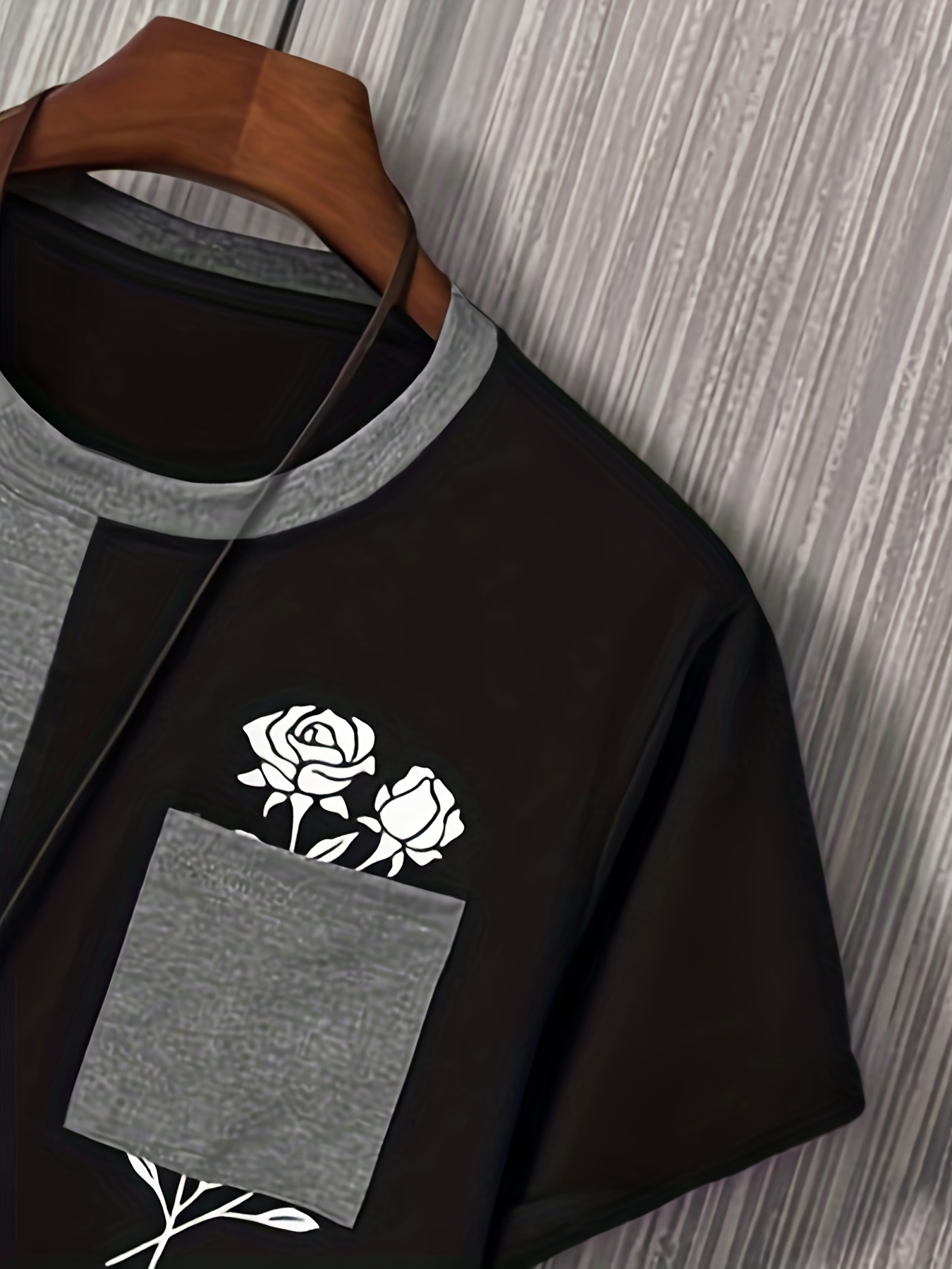 roses color block print tee shirt tee for men casual short sleeve t shirt for summer spring fall tops as gifts details 3