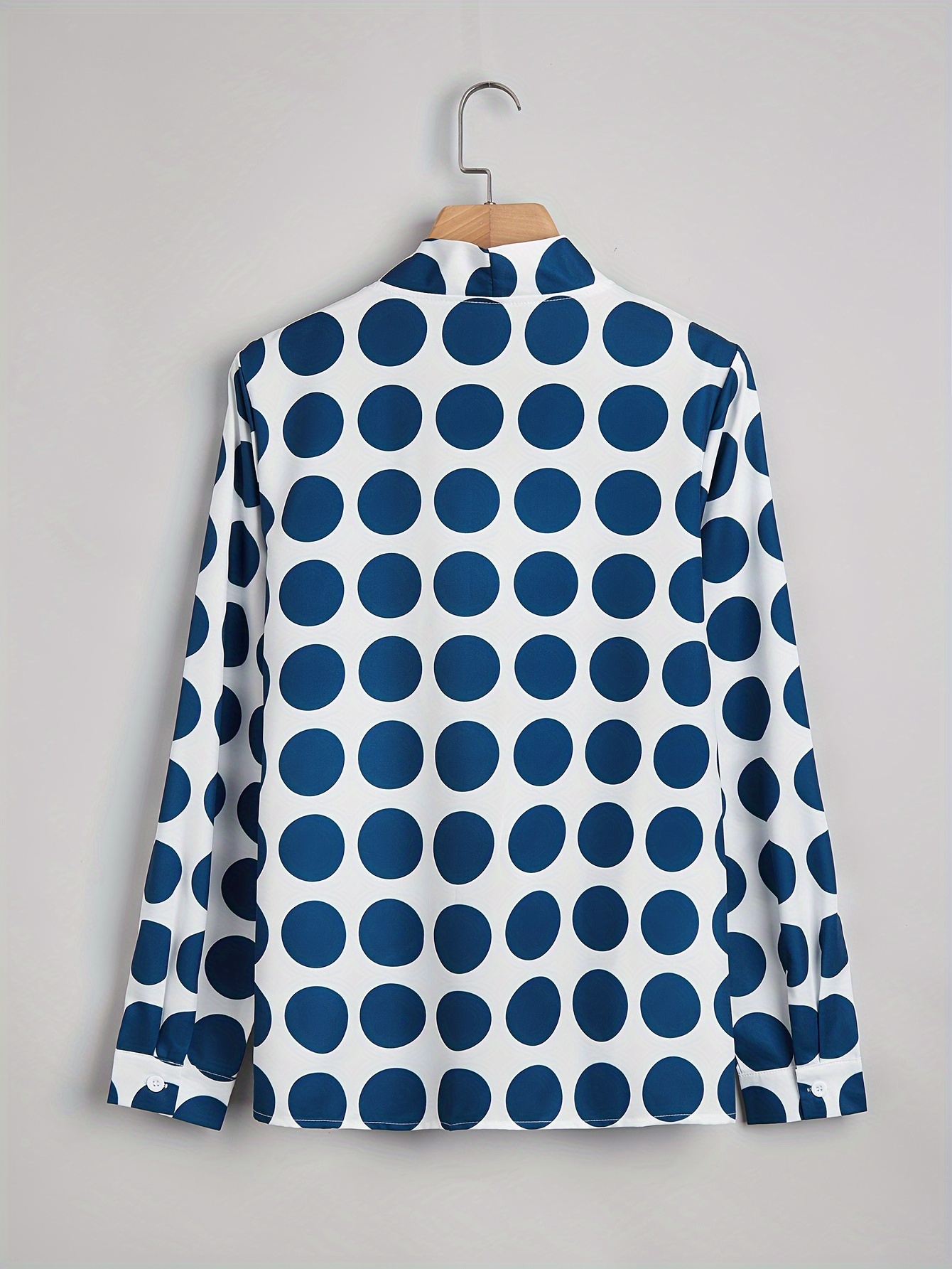 allover print tie neck blouse vintage long sleeve button front blouse for spring fall womens clothing details 0