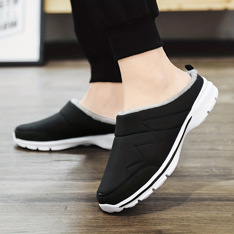 soft plush cozy mules house slippers anti skid slip on shoes indoor for men winter shoes details 3
