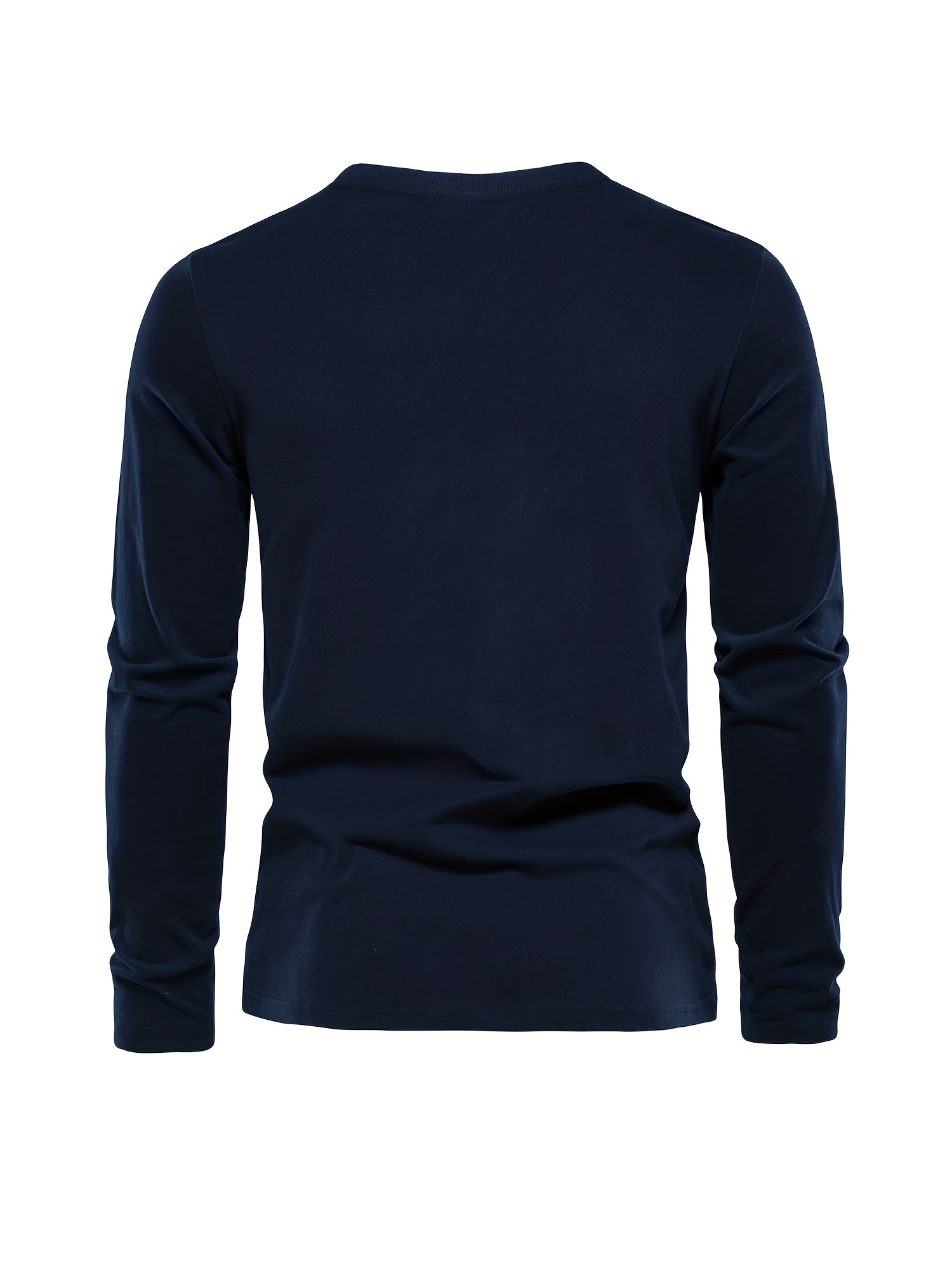 casual comfy mens solid crew neck long sleeve cotton t shirt spring fall outdoor indoor details 6