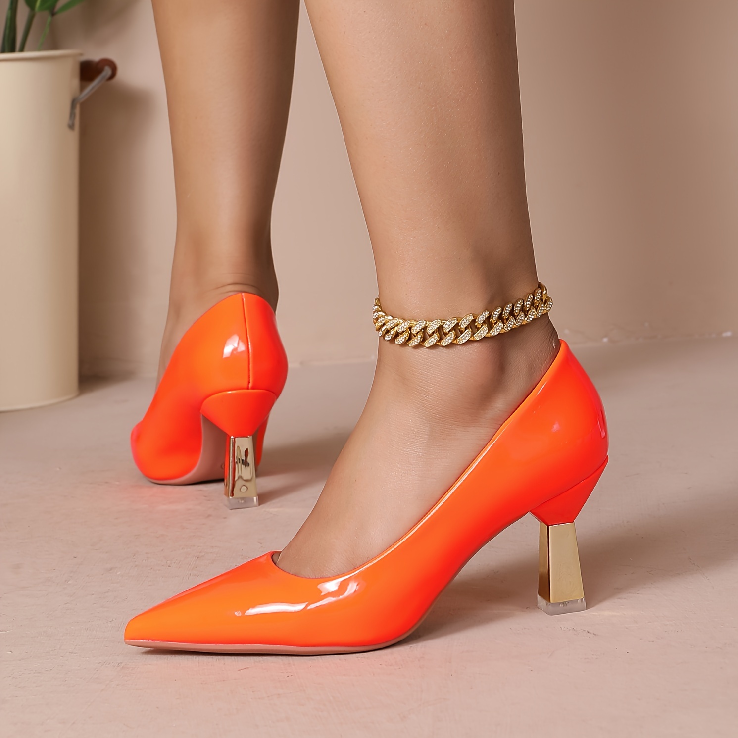 womens solid color pumps all match pointed toe slip on high heels fashion office business shoes details 27