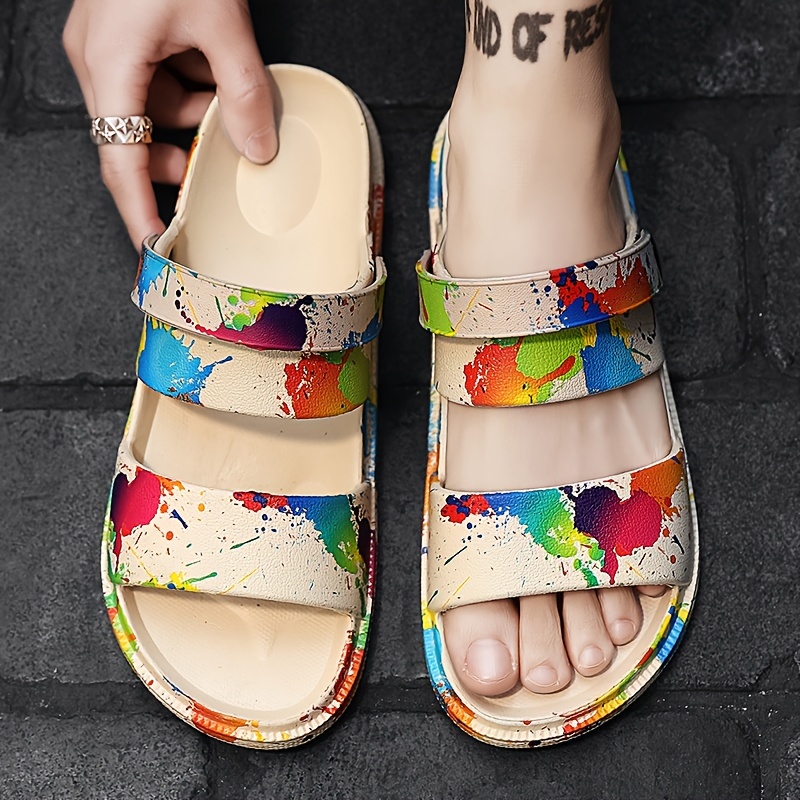 mens trendy slip on soft slides comfy non slip casual breathable slippers for mens outdoor activities details 5