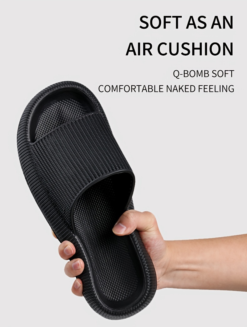 mens solid eva slides non slip quick drying open toe slippers for indoor walking mens bathroom shoes details 1