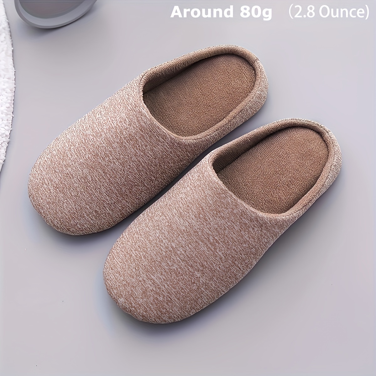 mens solid cozy house slippers lightweight breathable anti skid fuzz lined slip on shoes for indoor walking autumn and winter details 4