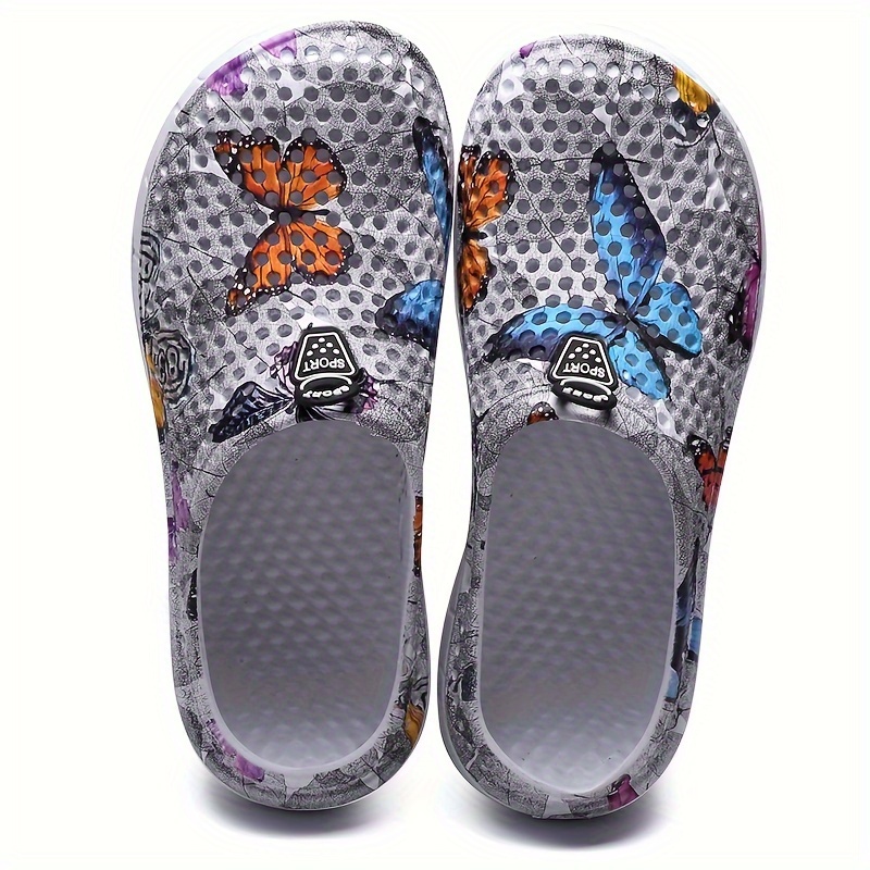 mens butterflies pattern print clogs slip on closed toe sandals soft sole walking shoes outdoor garden shoe beach sandals details 2