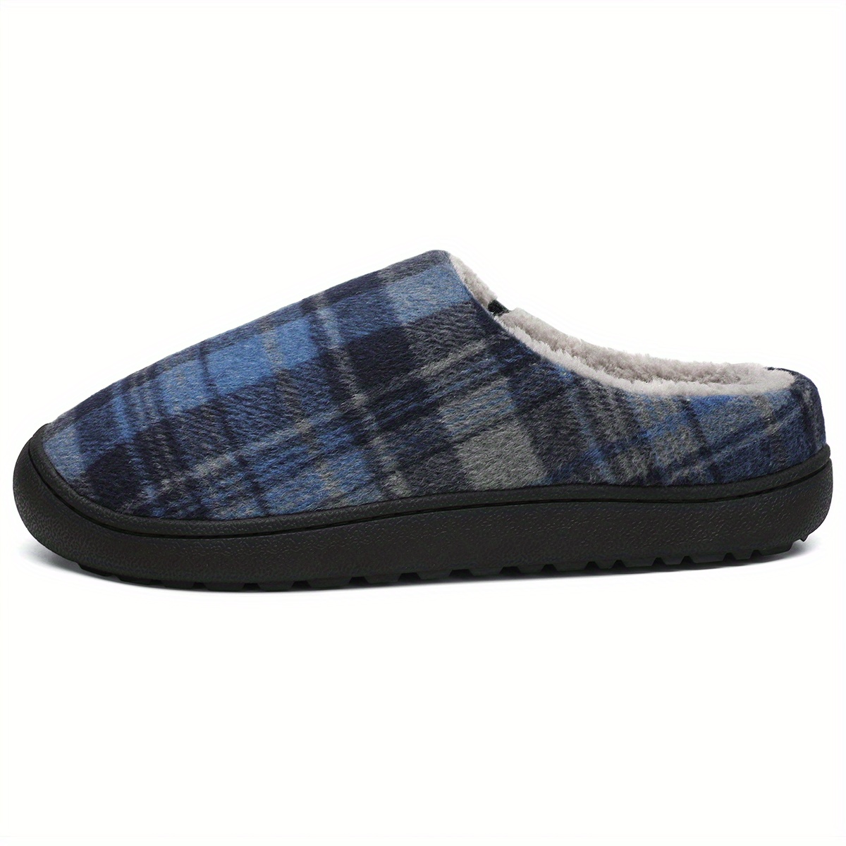 plaid home slippers soft plush cozy house slippers anti skid slip on shoes indoor for men winter shoes details 24