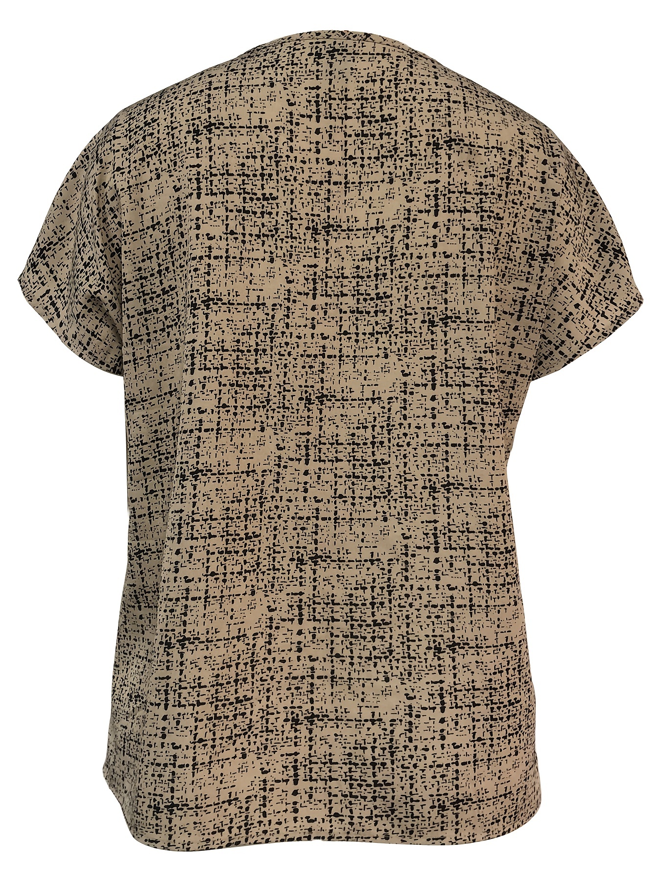 plaid notched neck blouse casual short sleeve blouse for spring summer womens clothing details 30