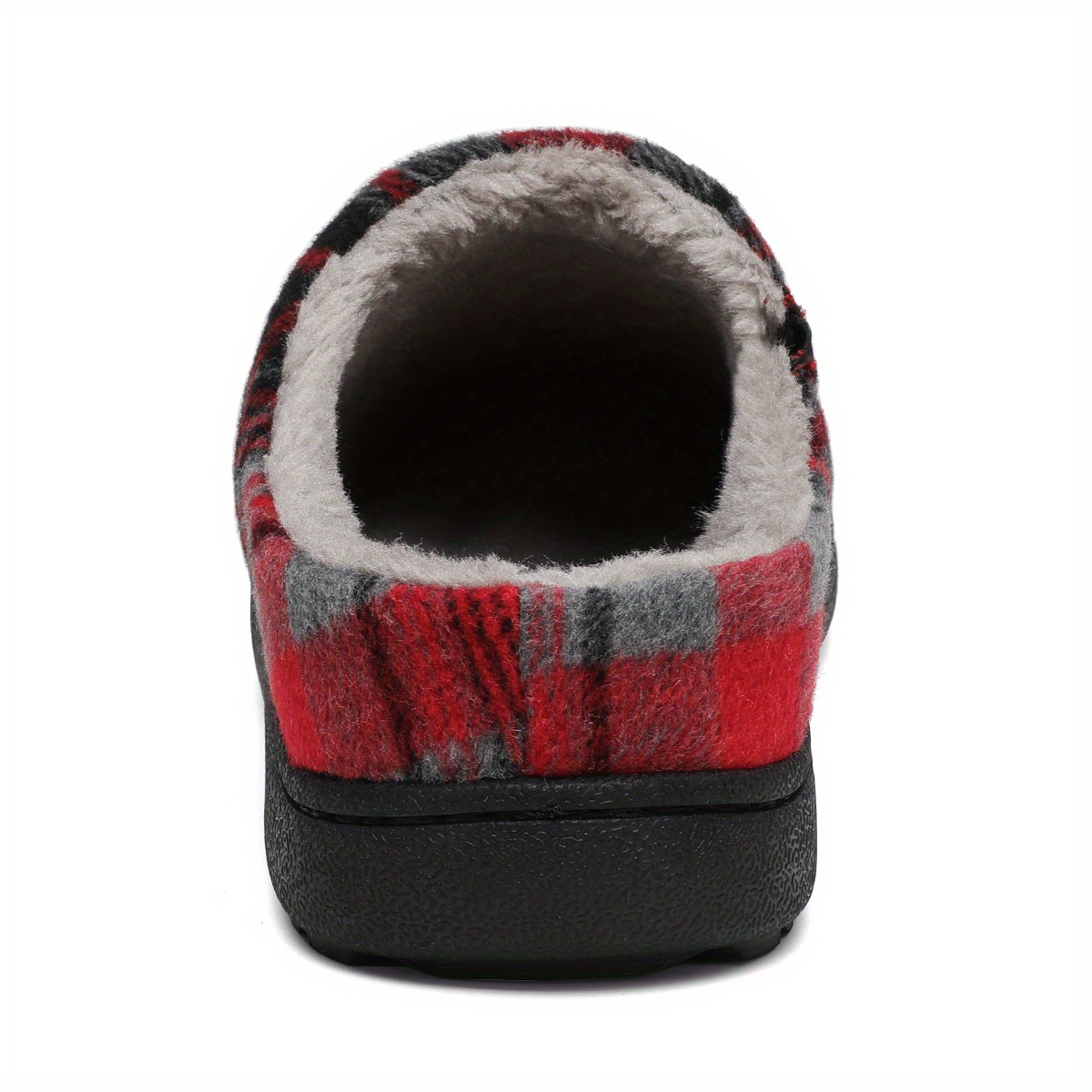 plaid home slippers soft plush cozy house slippers anti skid slip on shoes indoor for men winter shoes details 12