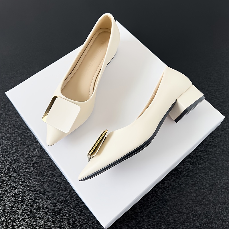 womens chunky low heels minimalist pointed toe soft sole shoes all match office work shoes details 2
