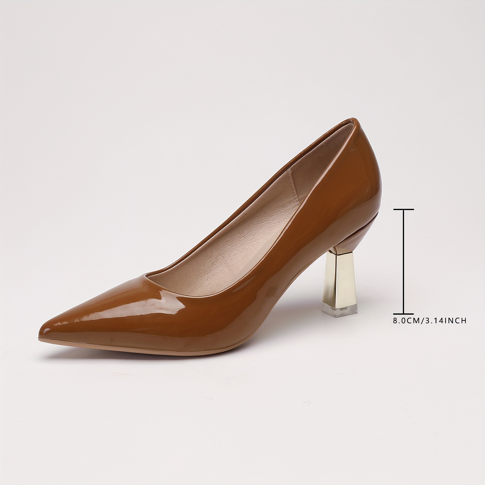 womens solid color pumps all match pointed toe slip on high heels fashion office business shoes details 25