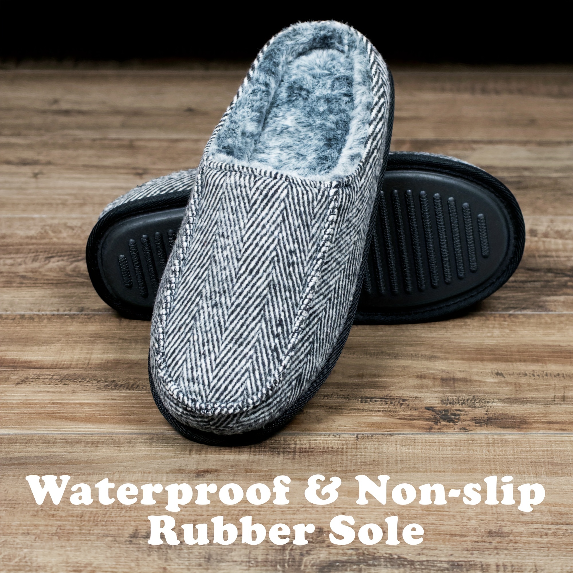 patterned home slippers soft plush cozy house slippers anti skid slip on shoes indoor for men winter shoes details 5