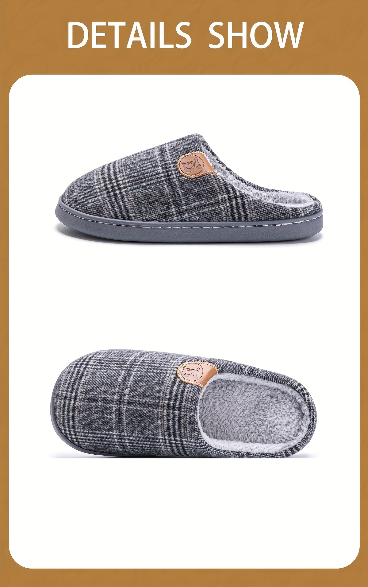 mens plus size soft plush cozy house slippers lightweight breathable anti skid slip on shoes with fuzzy lining for indoor walking autumn and winter details 8