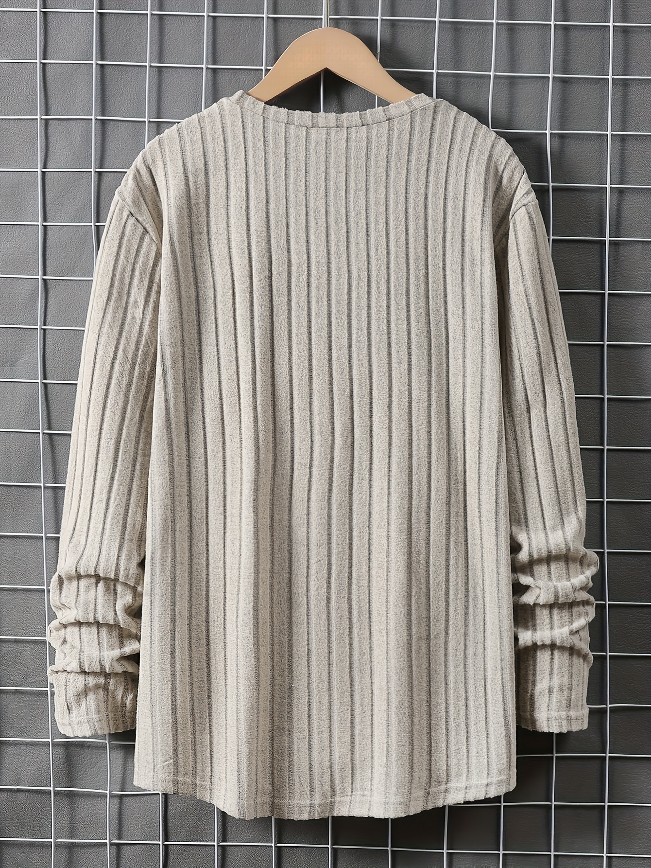 mens solid ribbed crew neck long sleeve active t shirt tee casual comfy shirts for spring summer autumn mens clothing tops details 2