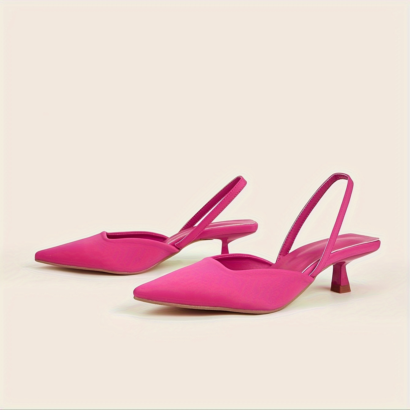 womens solid color kitten heels elegant point toe dress pumps fashion slingback heels details 1