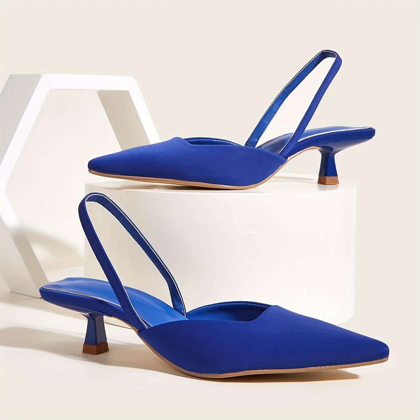 womens solid color kitten heels elegant point toe dress pumps fashion slingback heels details 9