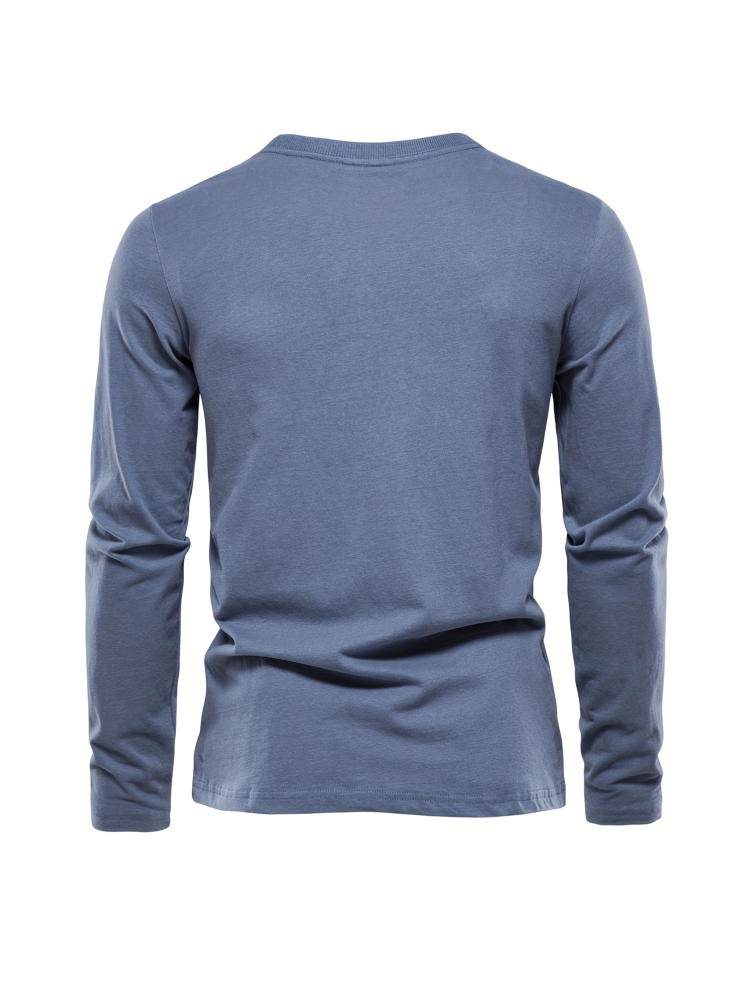 casual comfy mens solid crew neck long sleeve cotton t shirt spring fall outdoor indoor details 11