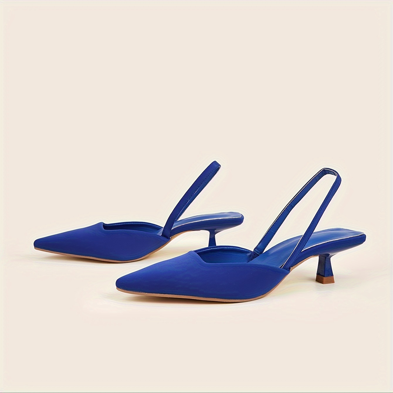 womens solid color kitten heels elegant point toe dress pumps fashion slingback heels details 10