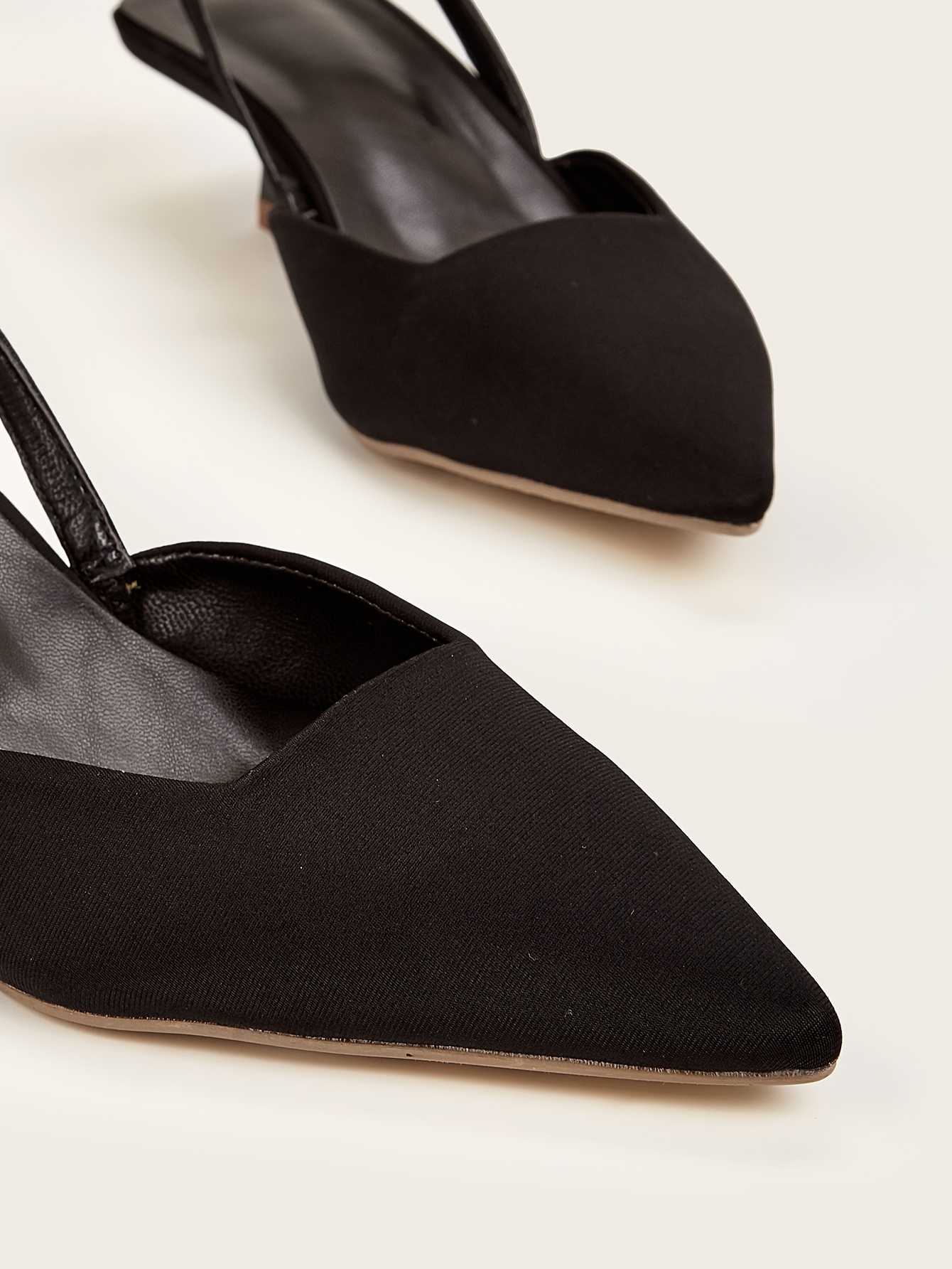 womens solid color kitten heels elegant point toe dress pumps fashion slingback heels details 3