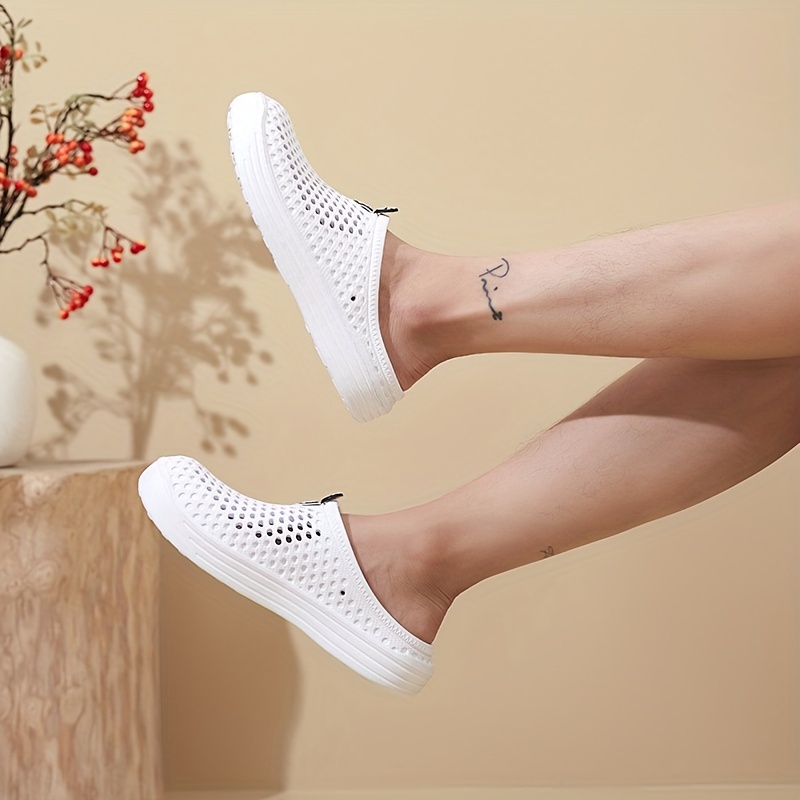 mens casual solid color slippers breathable non slip lightweight slippers for indoor bathroom bedroom garden gym details 4