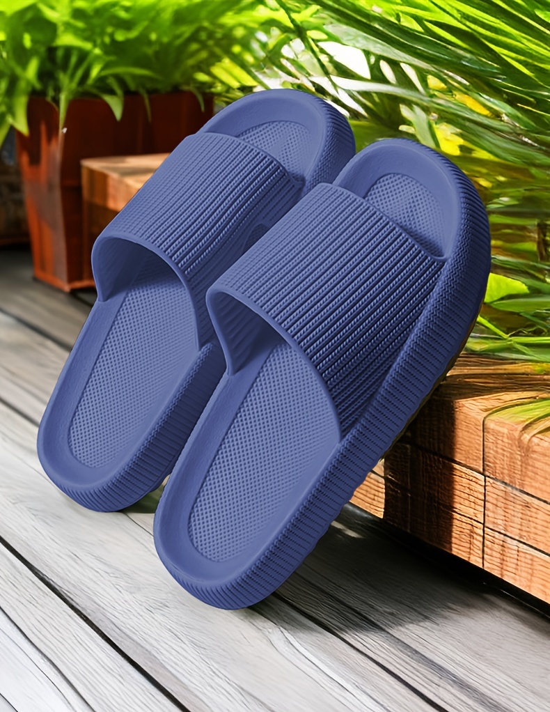 mens solid eva slides non slip quick drying open toe slippers for indoor walking mens bathroom shoes details 11